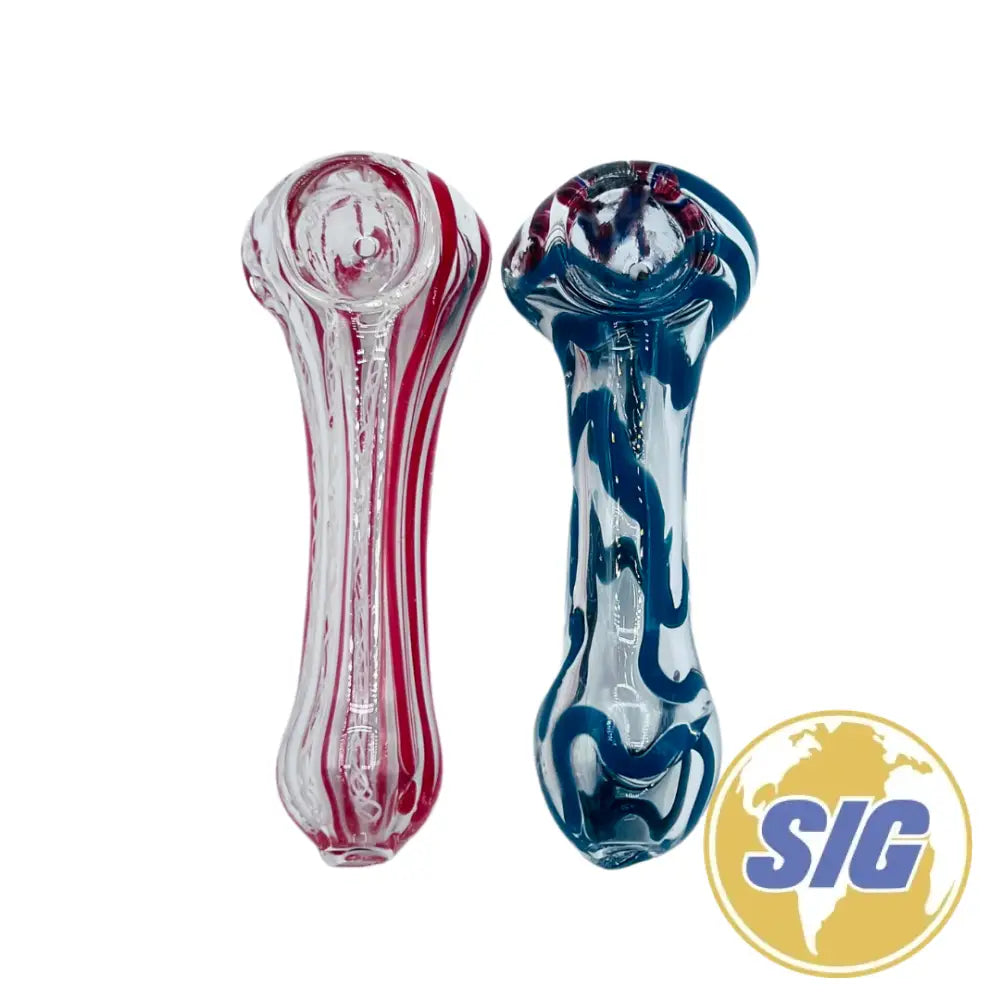 Dual Swirl Stripe Hand Pipe |REF: HP 281|